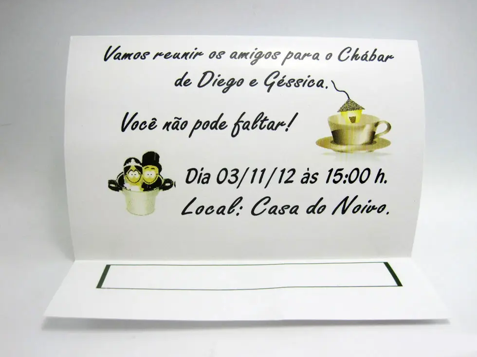 Convite Chá Bar (10x7 cm)